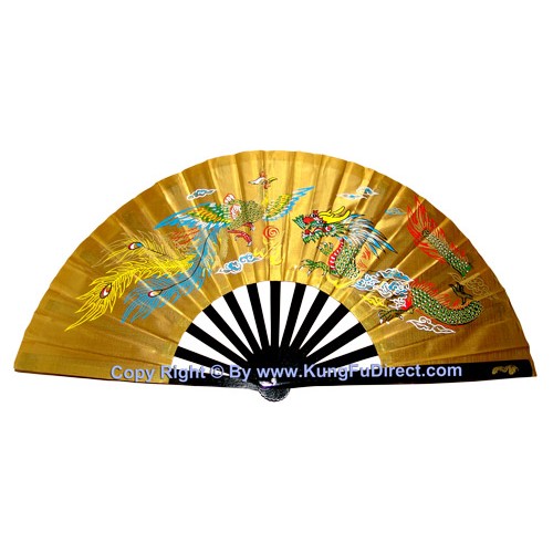 Dragon Phoenix Golden Fan