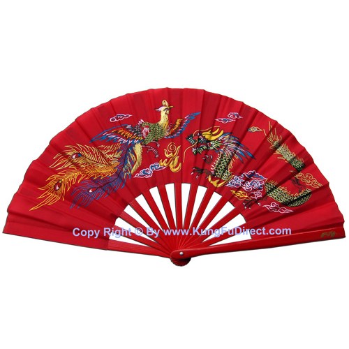 Dragon Phoenix Red Fan