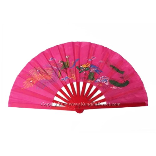 Dragon Phoenix Pink Fan -13"