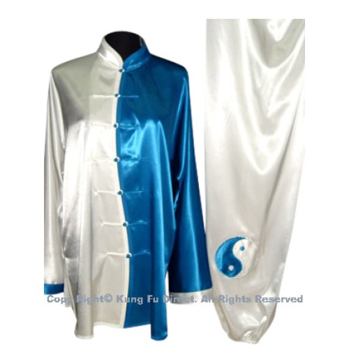 White and Blue Uniform with Tai Chi Logo Embroidery