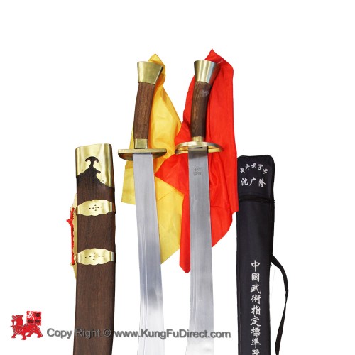 Double Traditional Dao with Pear Wood Scabbard
