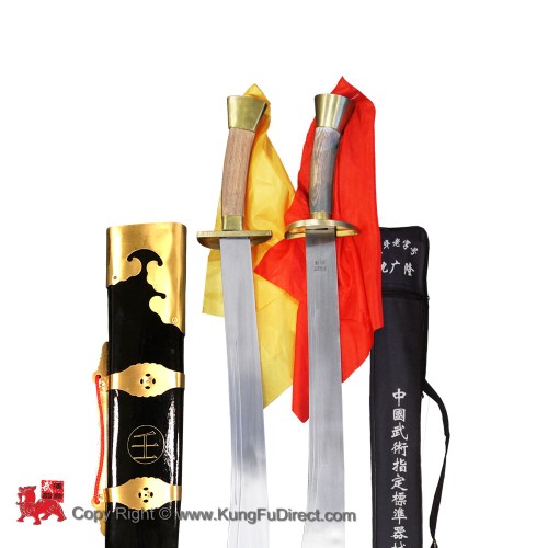 Double Traditional Broadsword with black scabbard