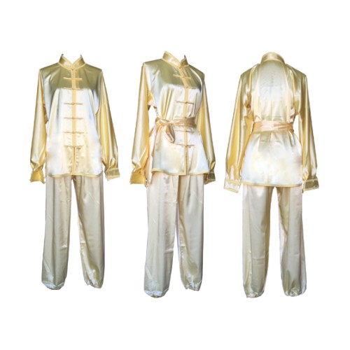 Pale Yellow Satin Uniform/ short sleeve & Long Sleeve