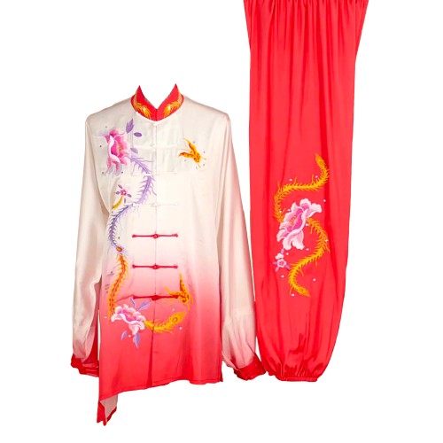 Red/White Gradient Uniform with Flower Embroidery