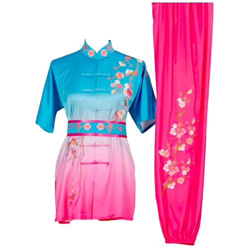 Blue/Pink Gradient Uniform with Flower Embroidery