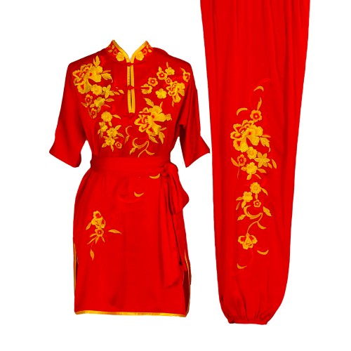 Red Uniform with Flower Embroidery