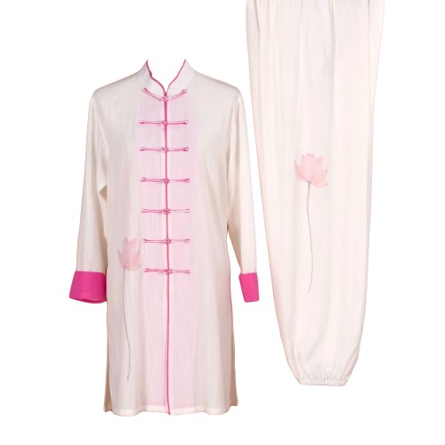 White/Pink Uniform with Flower Embroidery