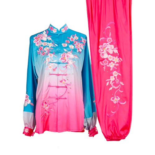 Blue/Pink Gradient Uniform with Flower Embroidery