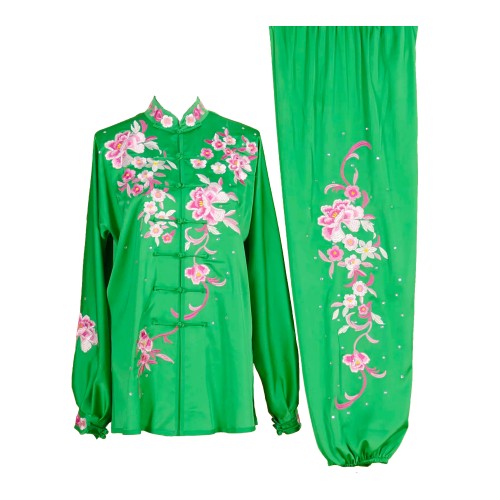 Green Uniform with Flower Embroidery