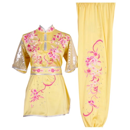 Pale Yellow Uniform with Flower Embroidery