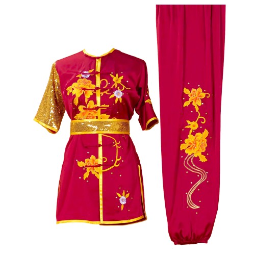 Cardinal Red Uniform with Flower Embroidery