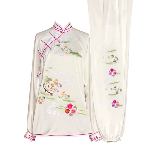 White Uniform with Flower Embroidery