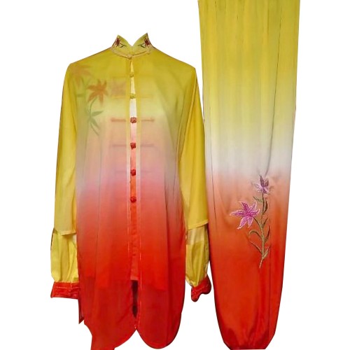 Yellow to Red Uniform with Flower Embroidery