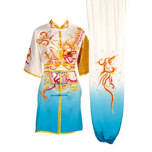 White/Blue Uniform with Dragon Embroidery