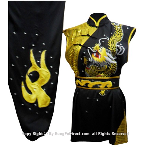 Black Uniform with Golden Dragon Embroidery