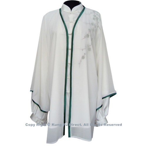 White Shawl with Dark Green Trim- Shawl Only