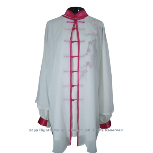 White Shawl with Magenta Trim and Button- Shawl Only