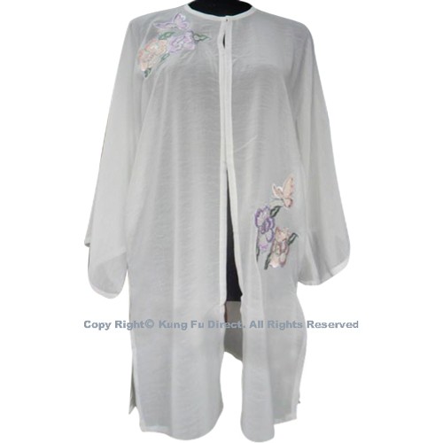 White Shawl with Butterfly/Flower Embroidery