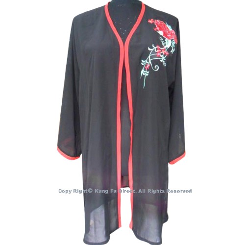 Black Shawl with Red Flower Embroidery/Trim