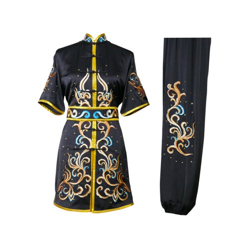 Black Uniform with Phoenix, Flower, Cloud and Water Embroidery (Pre-Order)
