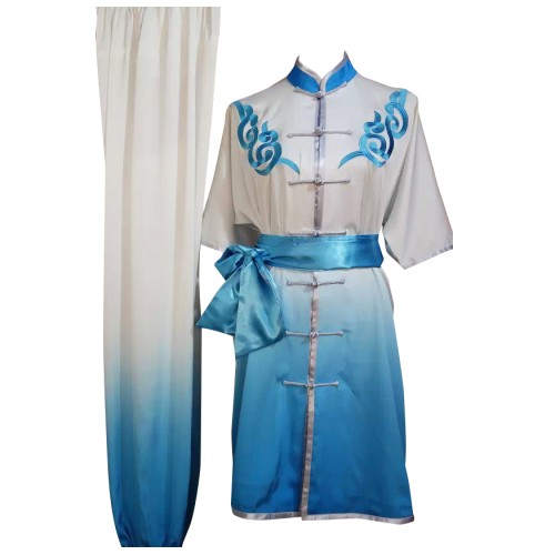 White and Blue Gradient Fancy Design Embroidery