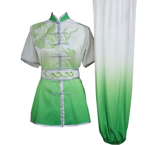 White and Green Gradient Dragon Embroidery with Sash