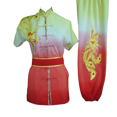 Yellow and Red Gradient Phoenix Embroidery with Sash