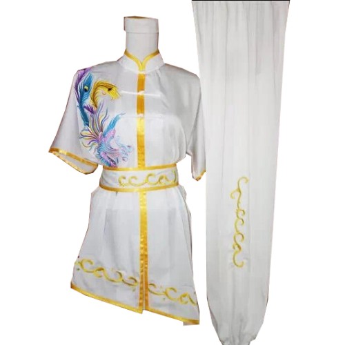 Uniform in White with Golden Trim and Phoenix Embroidery