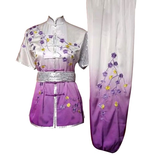 White to Purple Uniform with Flower Embroidery
