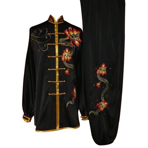 Black Uniform with Flower Embroidery