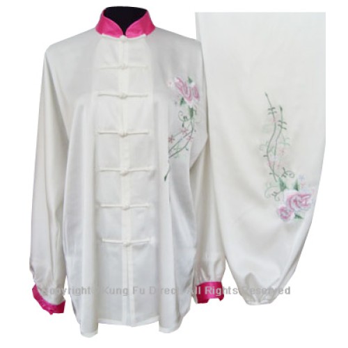 White Uniform With Flower Embroidery