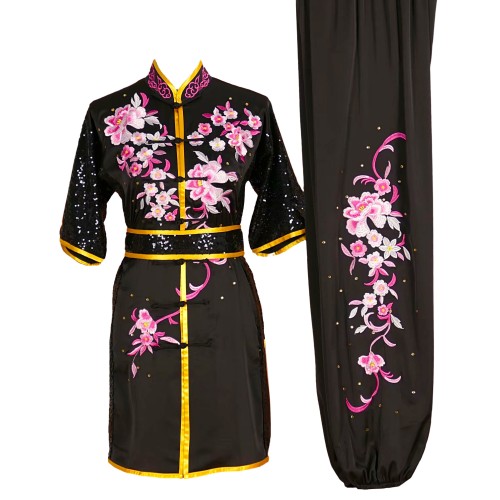 Black Uniform with Flower Embroidery