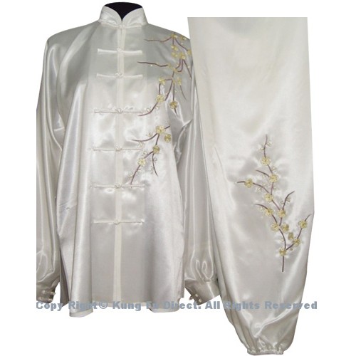 White Uniform with Filled Blossom Embroidery