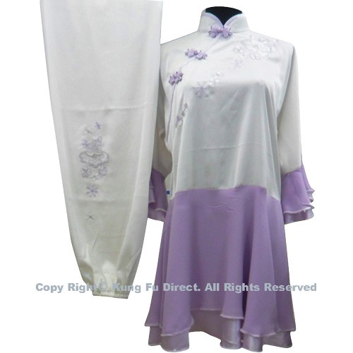 White Uniform With Purple Skirts and Flower Embroidery