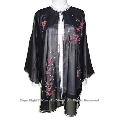 Black Shawl with Flower Embroidery/Sliver Color Trim