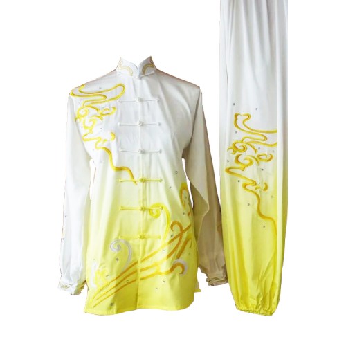 White and Yellow Gradient Uniform with Art Embroidery