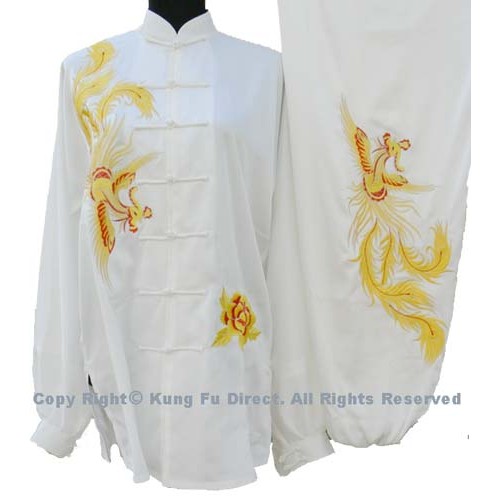 White Uniform with Yellow and Red Phoenix Embroidery