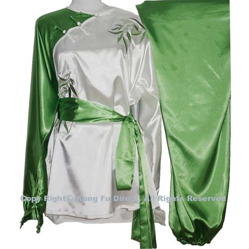 White/Green Uniform with Green Bamboo Embroidery